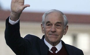 Le candidat à la primaire républicaine Ron Paul lors d'une intervention à l'université de Berkeley (Californie), aux Etats-Unis, le 5 avril 2012.