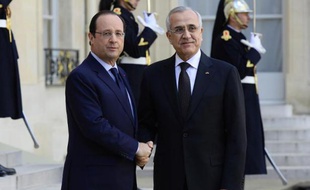 François Hollande et le président libanais Michel Sleimane à l'Elysée le 5 mars 2014