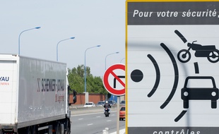 Un panneau d'annonce d'un radar sur la rocade de Toulouse. Illustration