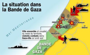 La situation dans la bande de Gaza, le lundi 5 janvier 2009.