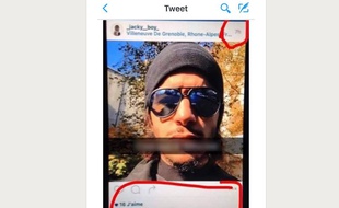 Tweet posté le 14 novembre 2015 identifiant prétendument un des terroristes présumés des attentats de Paris.