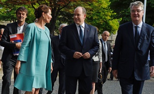 Nicolas Hulot, Ségolène Royal, Albert de Monaco et le président du Cese Jean-Paul Delevoye, lors du sommet des consciences le 21 juillet 2015 à Paris.