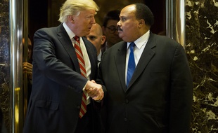 Donald Trump rencontre Martin Luther King III à la Trump Tower à New York, le 16 janvier 2017.