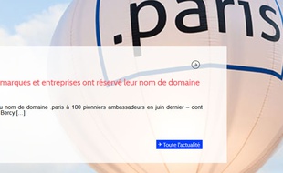 Capture d'écran du site présentant l'extension de domaine .paris