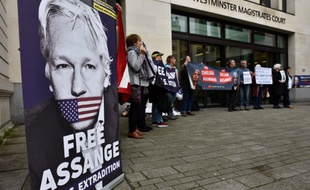 Une manifestation à Londres pour que Julian Assange ne soit pas extradé.