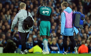 Moussa Sissoko est sorti sur blessure lors du quart de finale retour entre Manchester City et Tottenham, le 17 avril 2019.