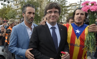 Le dirigeant catalan Carles Puigdemont à Sant Julia de Ramis, le 1er octobre 2017.