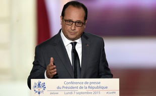 François Hollande lors de sa conférence de presse à L'Elysée, le 7 septembre 2015