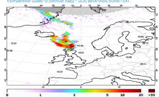 Panache de SO2 sur les îles britanniques le 21 septembre 2014