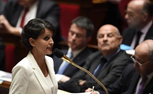 La ministre de l'Education Najat Vallaud-Belkacem le 6 mai 2015 à l'Assemblée nationale à Paris