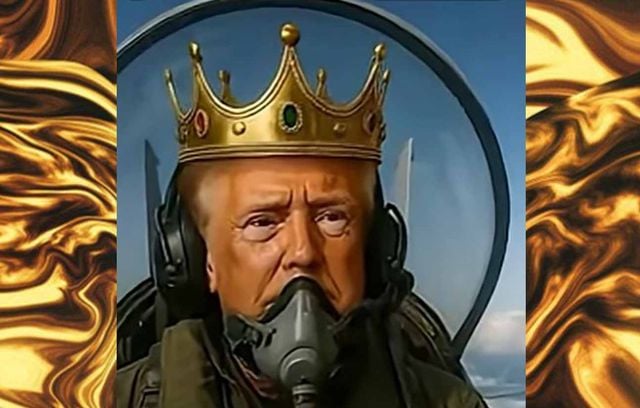 Celle-ci aussi a été beaucoup commentée : en octobre, face au mouvement « No Kings », Trump répond avec une vidéo qui dépasse l’entendement : sa couronne sur la tête, il pilote un avion de chasse et largue des tonnes d’excréments sur les manifestants.
