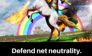 Un des visuels de la campagne lancée le 12 juillet 2017 aux Etats-Unis en faveur de la neutralité du Web.