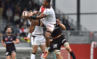 Le deuxième ligne du Stade Toulousain Iosefa Tekori face au Lyon OU en Top 14, le 17 septembre 2016 au Matmut Stadium.