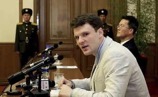 Le 29 février 2016, l'étudiant américain Otto Warmbier à Pyongyang.
AP Photo/Kim Kwang Hyon