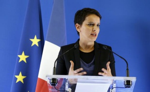 La ministre de l'Education nationale Najat Vallaud-Belkacem, lors d'une conférence de presse à Paris, le 19 février 2016