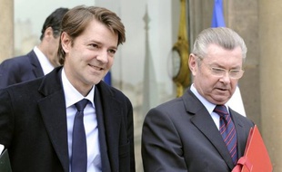 French Budget Minister Francois Baroin (L) and French Minister for Relations with François Baroin a vanté lundi la composition "équilibrée" et le caractère "resserré" de la nouvelle équipe de François Fillon dont il a été promu porte-parole, jugeant "faux" de parler d'"Etat UMP".