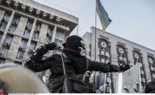 L'opposition ukrainienne lors des affrontements avec la police, le 19 février 2014.