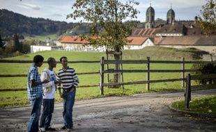 Des demandeurs d'asile érythréens dans le monastère suisse Einsiedeln le 15 octobre 2014