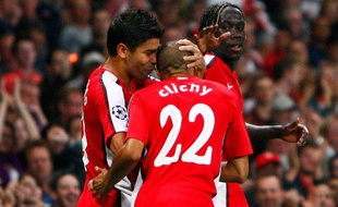 Les joueurs d'Arsenal, lors de leur victoire en tour préliminaire de la Ligue des Champions, le 26 août 2009 à Londres face au Celtic Glasgow.