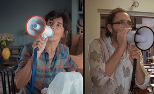 Romane Bohringer et Philippe Rebbot dans L'Amour flou qu'ils ont réalisé ensemble.