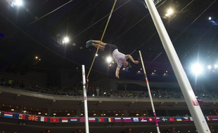 Renaud Lavillenie a été sacré champion d'Europe en salle pour la 4e fois de suite, le 7 mars 2015, à Prague.