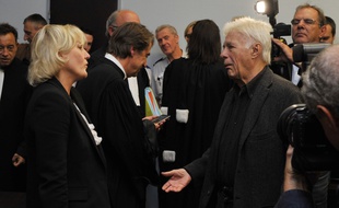 Guy Bedos et Nadine Morano au tribunal de grande instance de Nancy, le 7 septembre 2015.