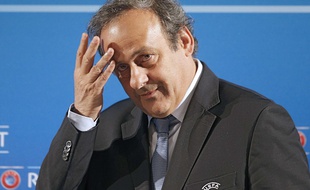 Le président de l'UEFA, Michel Platini, lors d'une conférence de presse le 22 février 2014 à Nice.
