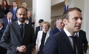 Emmanuel Macron et Edouard Philippe, à l'Elysée le 18 mai 2017. Philippe Wojazer, Pool via AP