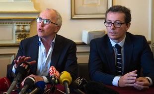 Frank McCourt et Jacques-Henri Eyraud (à droite) le 28 août à Marseille
