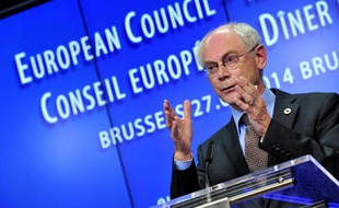 Le président du Conseil européen, Herman Van Rompuy, en conférence de presse le 27 mai 2014 à Bruxelles