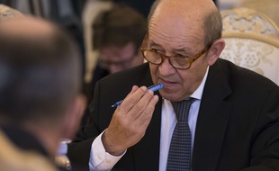 Jean-Yves Le Drian en déplacement à Moscou, le 27 février 2018.