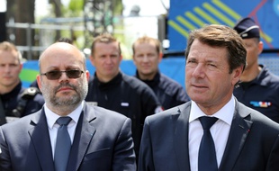Christian Estrosi, résident (Les Républicains) de la région Provence-Alpes-Côte d'Azur, et son premier adjoint Philippe Pradal le 8 juin 2016 à Nice
