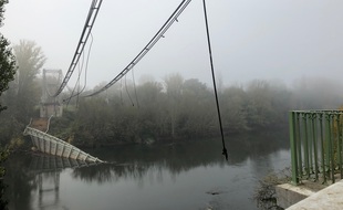 Le pont effondré de Mirepoix-su-Tarn, en Haute-Garonne.