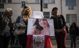 Lors d'une marche en hommage à Vanesa Campos, le 28 août 2018