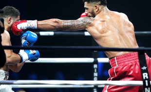 Tony Yoka lors de son dernier combat en date, contre le Belge Ali Baghouz, le 16 décembre 2017 à Boulogne-Billancourt.