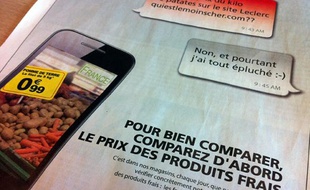 La publicité publiée par Auchan en réponse aux centres E. Leclerc le 25 avril 2012.
