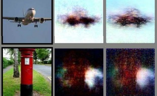 Résultat de lecture de l'intelligence artificielle sur des images mentales (à gauche l'image originale).