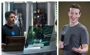 Robert Downey Jr. dans «Iron man 2» et Mark Zuckerberg.