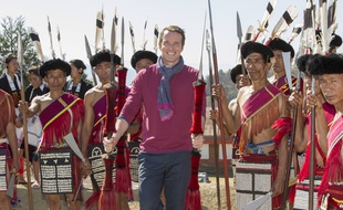 Stéphane Rotenberg sur le tournage de «Pékin Express» saison 10, dans la région de Nagaland (Inde).