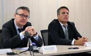 Le procureur de la République de Rennes Nicolas Jacquet et Gilles Soulie, directeur de la police judiciaire de Rennes.
