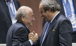 Michel Platini et Sepp Blatter à la FIFA le 29 mai 2015.