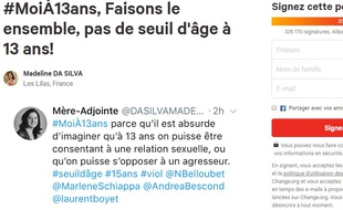 Capture d'écran de la pétition sur le consentement sexuel.