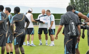 Les Marseillais à l'entraînement, hier à Evian, sous la direction de Didier Deschamps.