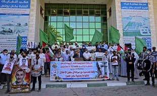 Lors d'une manifestation de soutien aux évadés, dans la bande de Gaza.