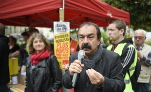 Le secrétaire général de la CGT Philippe Martinez le 31 mai 2016 à Fougères, dans l'ouest de la France