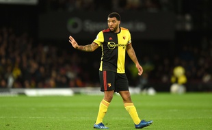 L'attaquant et capitaine du club anglais Watford, Troy Deeney, ici lors d'un match contre Liverpool le 29 février 2020.