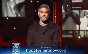 George Clooney, lors du téléthon pour Haïti, le 22 janvier 2009