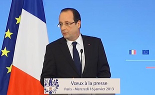 François Hollande à l'Elysée pendant les voeux à la presse, le 16 janvier 2013.