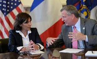 La maire de Paris Anne Hidalgo rencontre le maire de New York Bill de Blasio, le 30 mai 2014 à New York