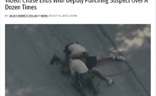 Image de policiers américains frappant un homme arrêté pour un cambriolage.